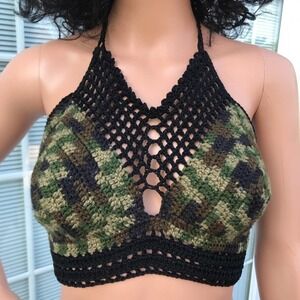 Crochet camouflage halter top